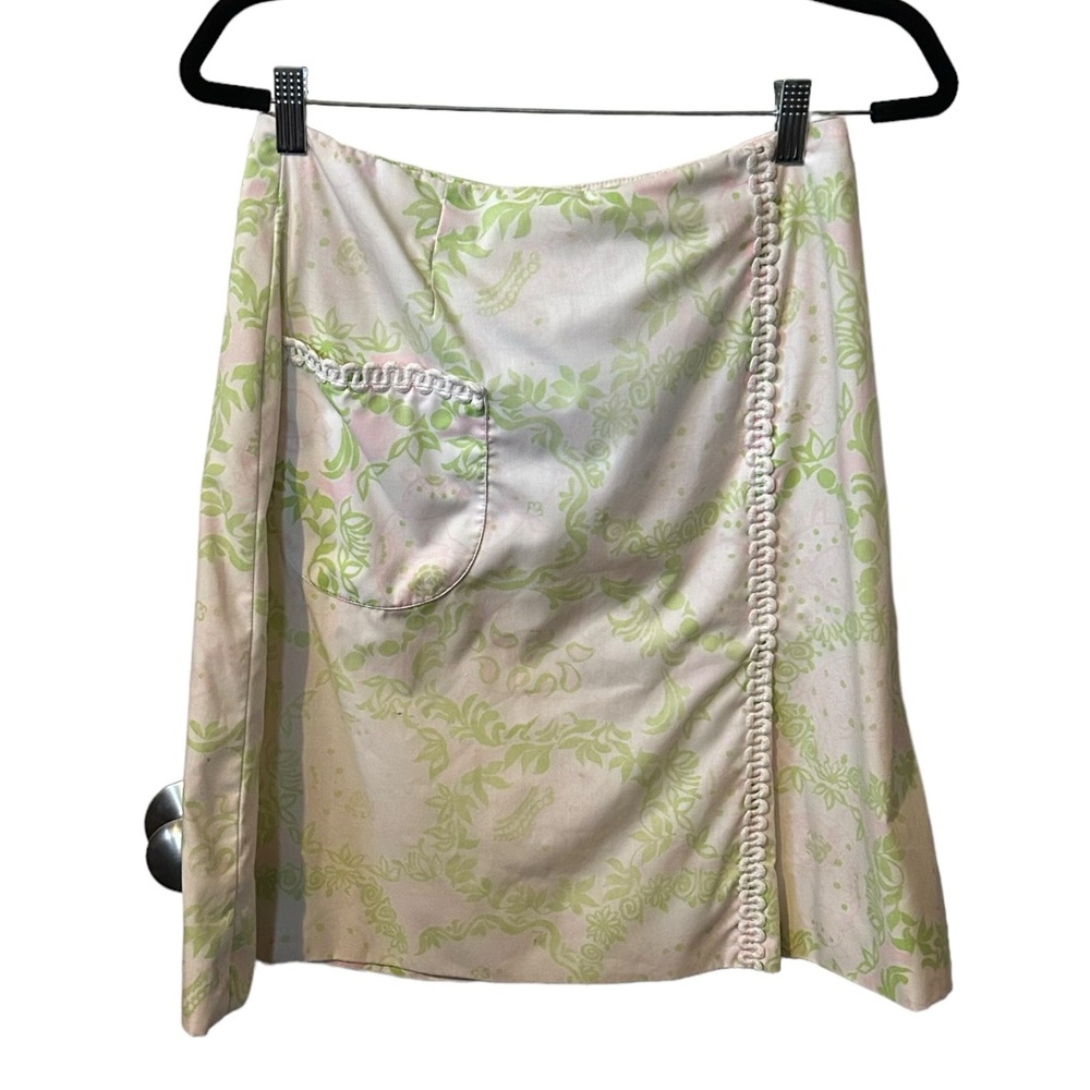 Lilly Pulitzer Vintage Late 60’s/Early 70’s Pink & Green Rickrack Trim 6 Skirt.